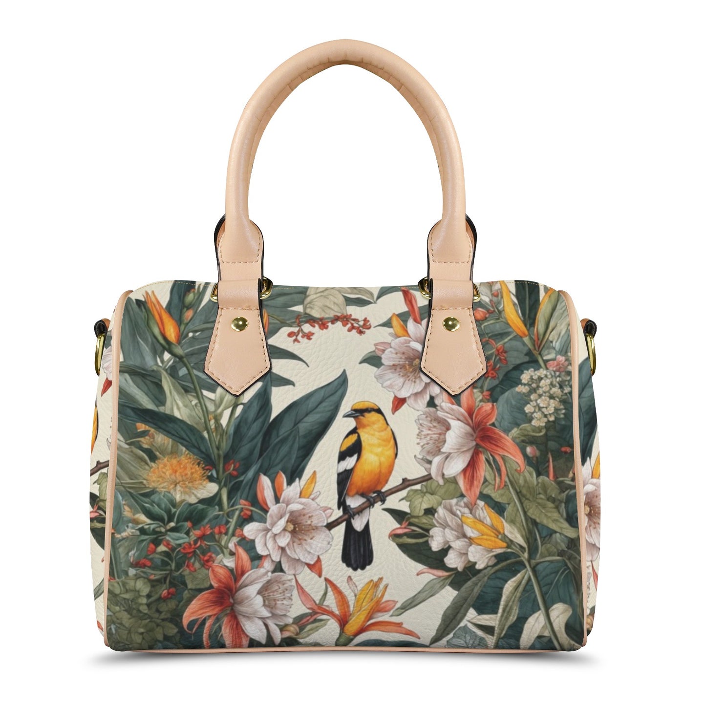 Tropical Bird & Botanical Print Satchel Handbag