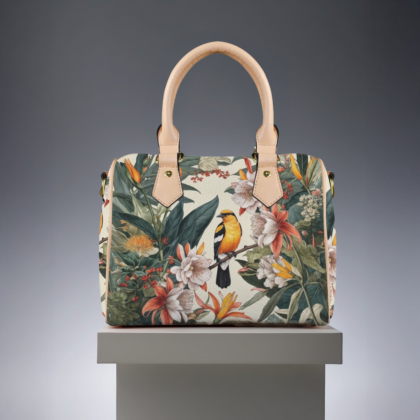 Tropical Bird & Botanical Print Satchel Handbag