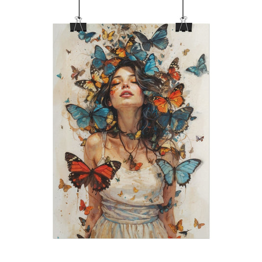 Matte Watercolor Poster - Textured Butterfly Print - Poster