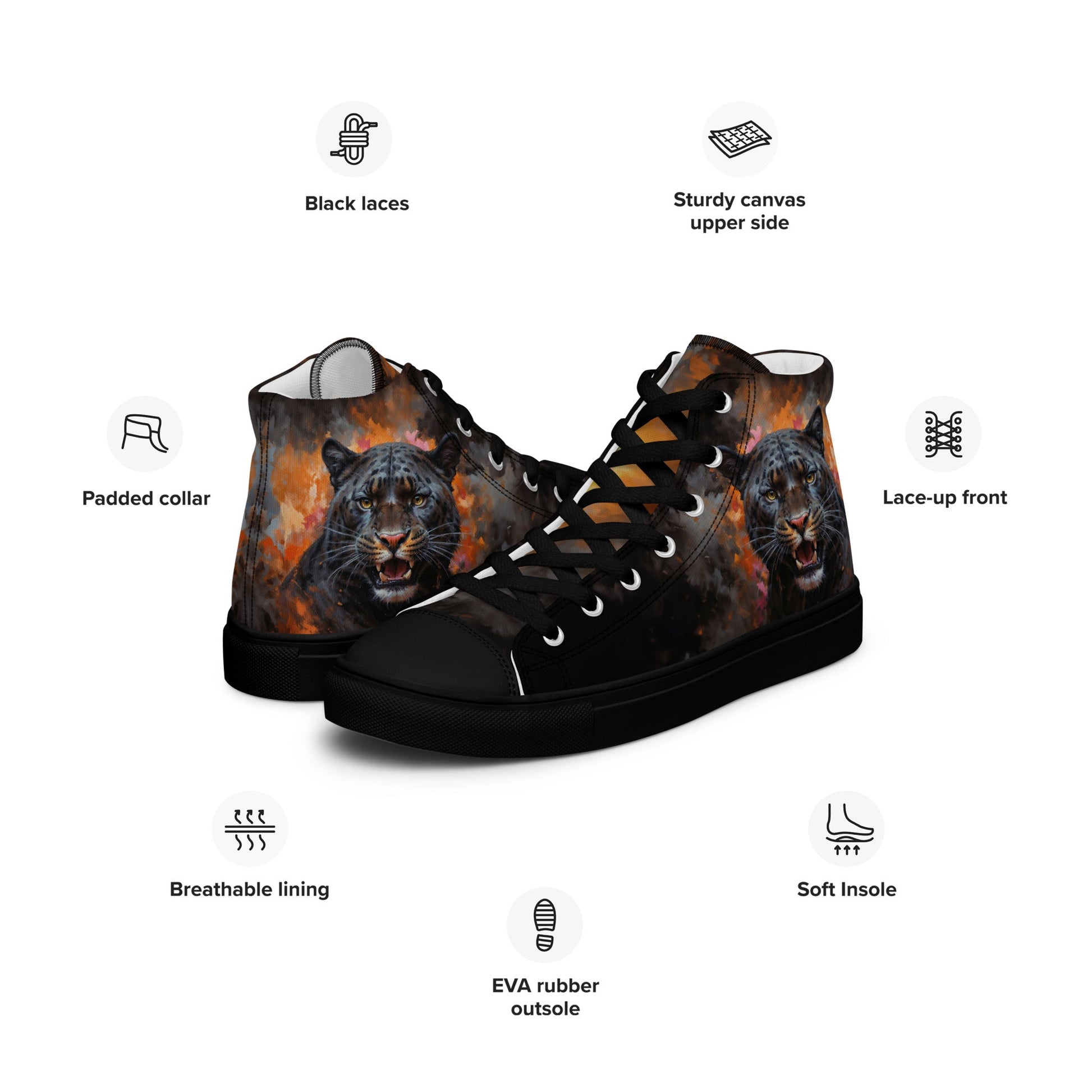 Men’s high top canvas shoes - BLack Panther - Shoes
