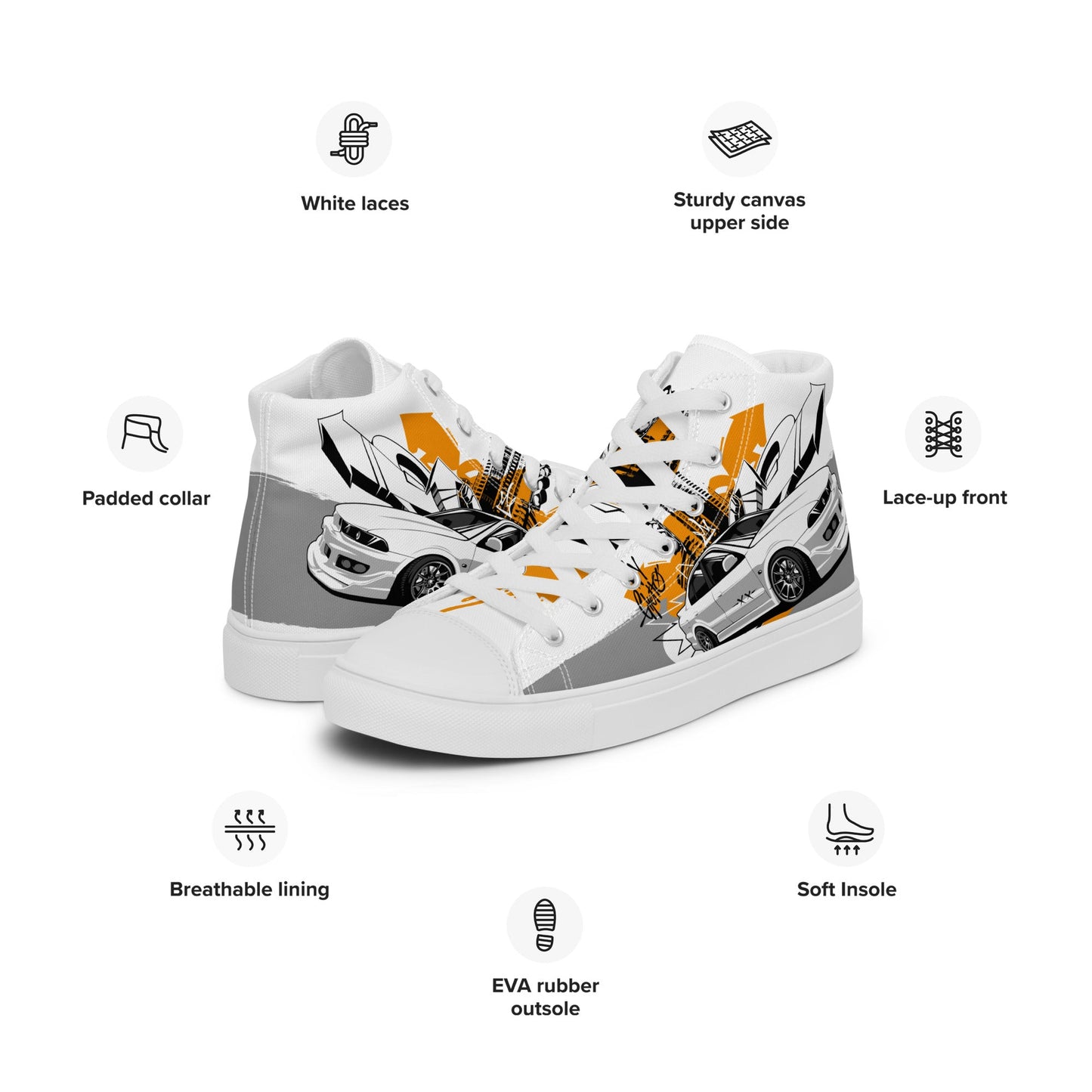 Men’s high top canvas shoes -Racing car - Shoes