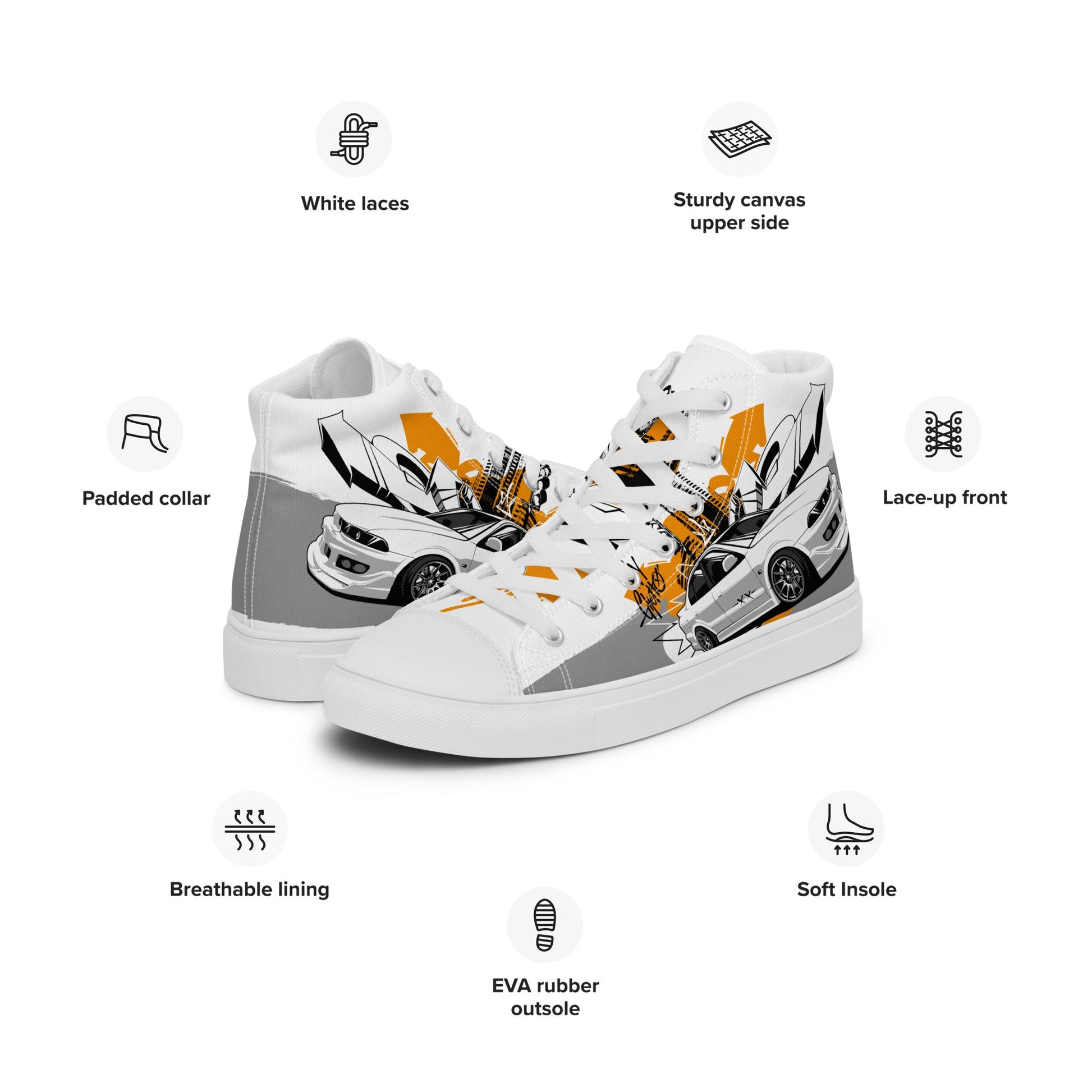 Men’s high top canvas shoes -Racing car - Shoes
