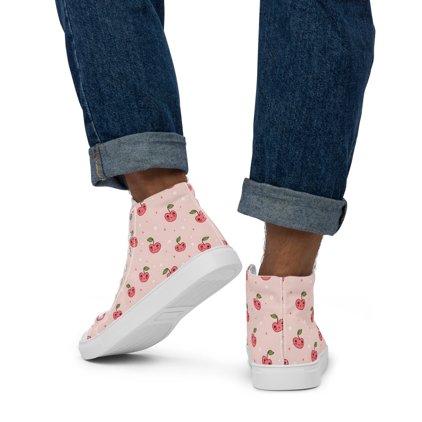 Pink Cherry Pop High Top Canvas Shoes