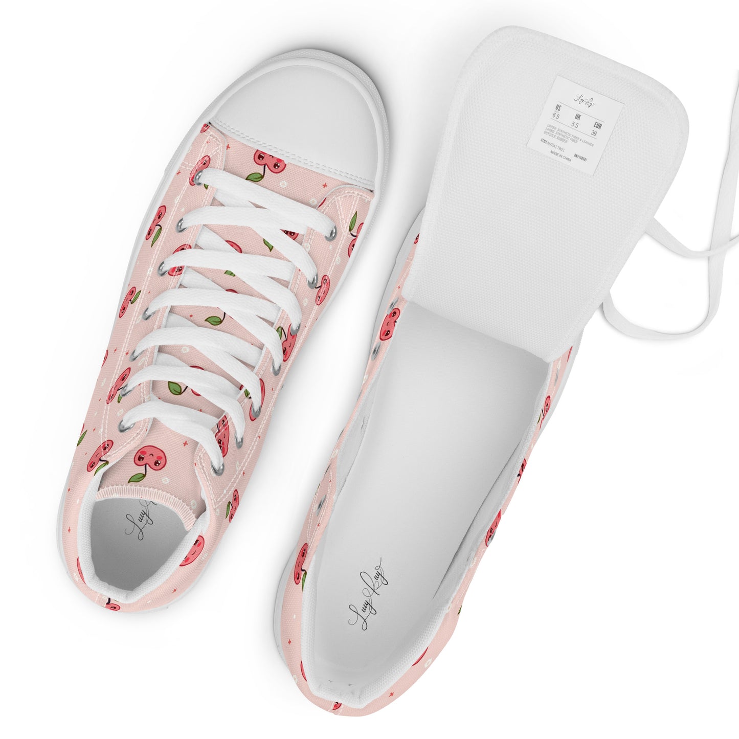 Pink Cherry Pop High Top Canvas Shoes