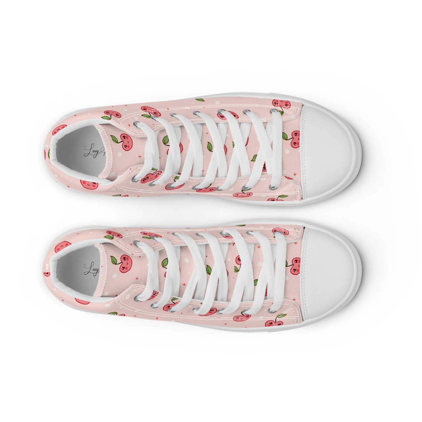 Pink Cherry Pop High Top Canvas Shoes