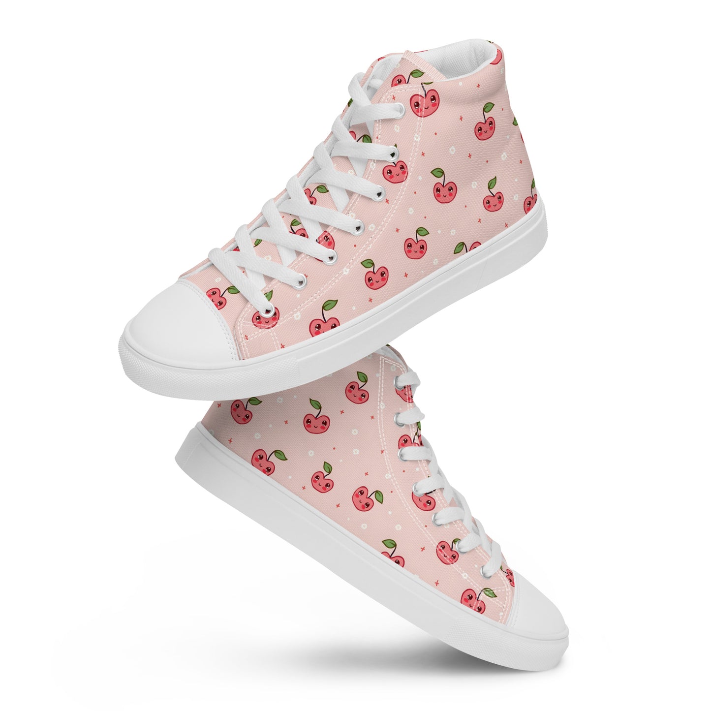Pink Cherry Pop High Top Canvas Shoes