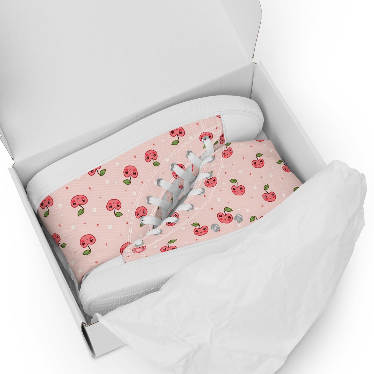 Pink Cherry Pop High Top Canvas Shoes