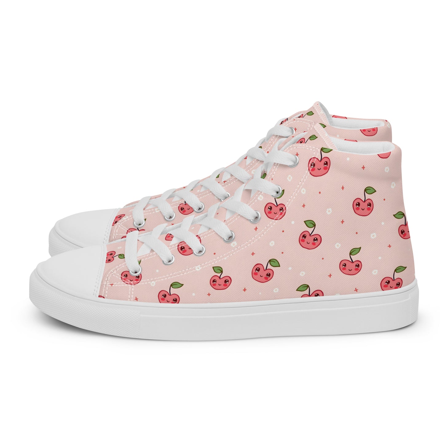 Pink Cherry Pop High Top Canvas Shoes