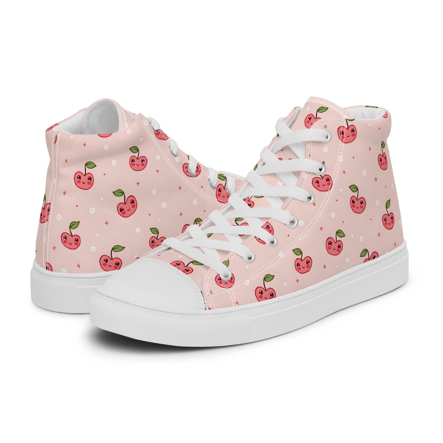 Pink Cherry Pop High Top Canvas Shoes
