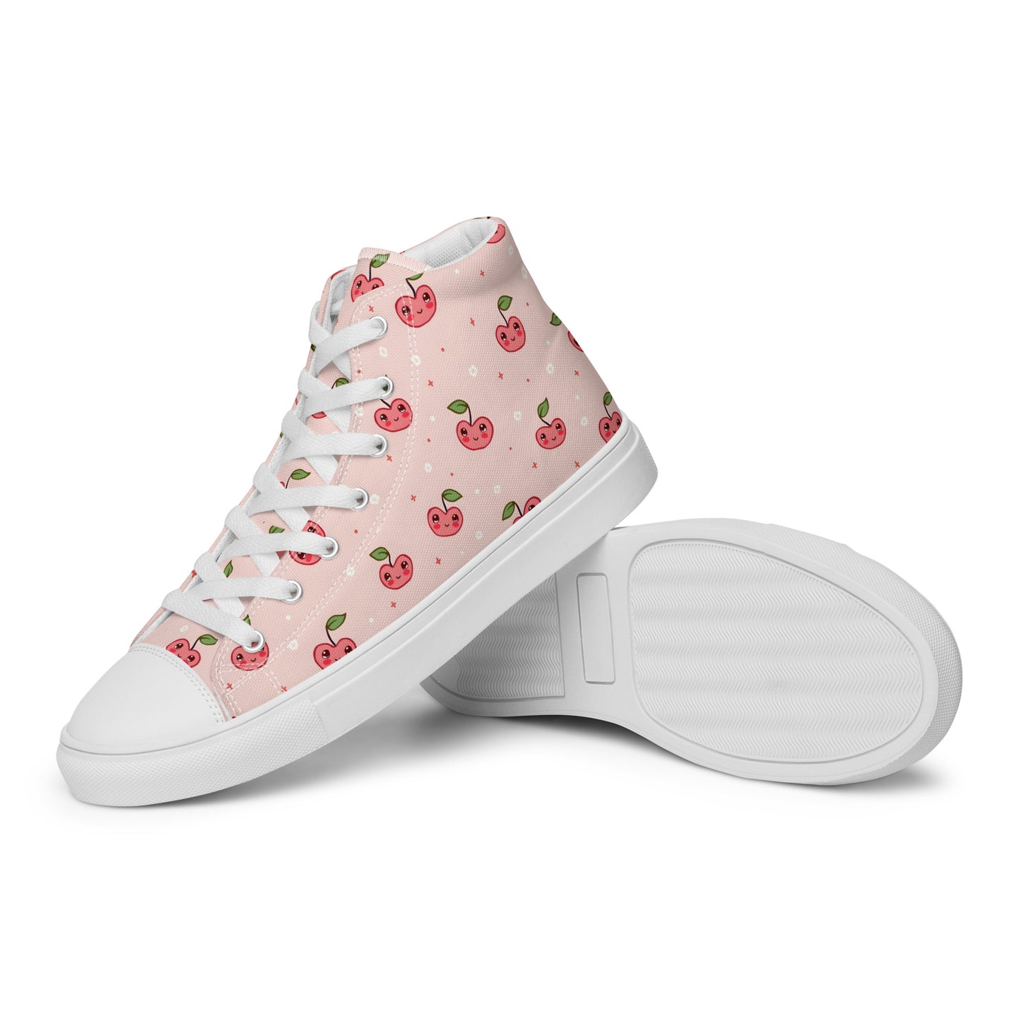 Pink Cherry Pop High Top Canvas Shoes