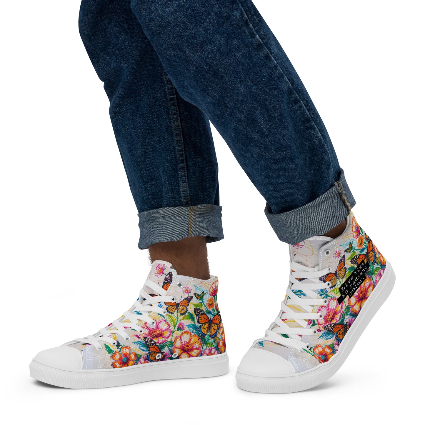 Men's Floral & Butterfly High-Top Canvas Shoes