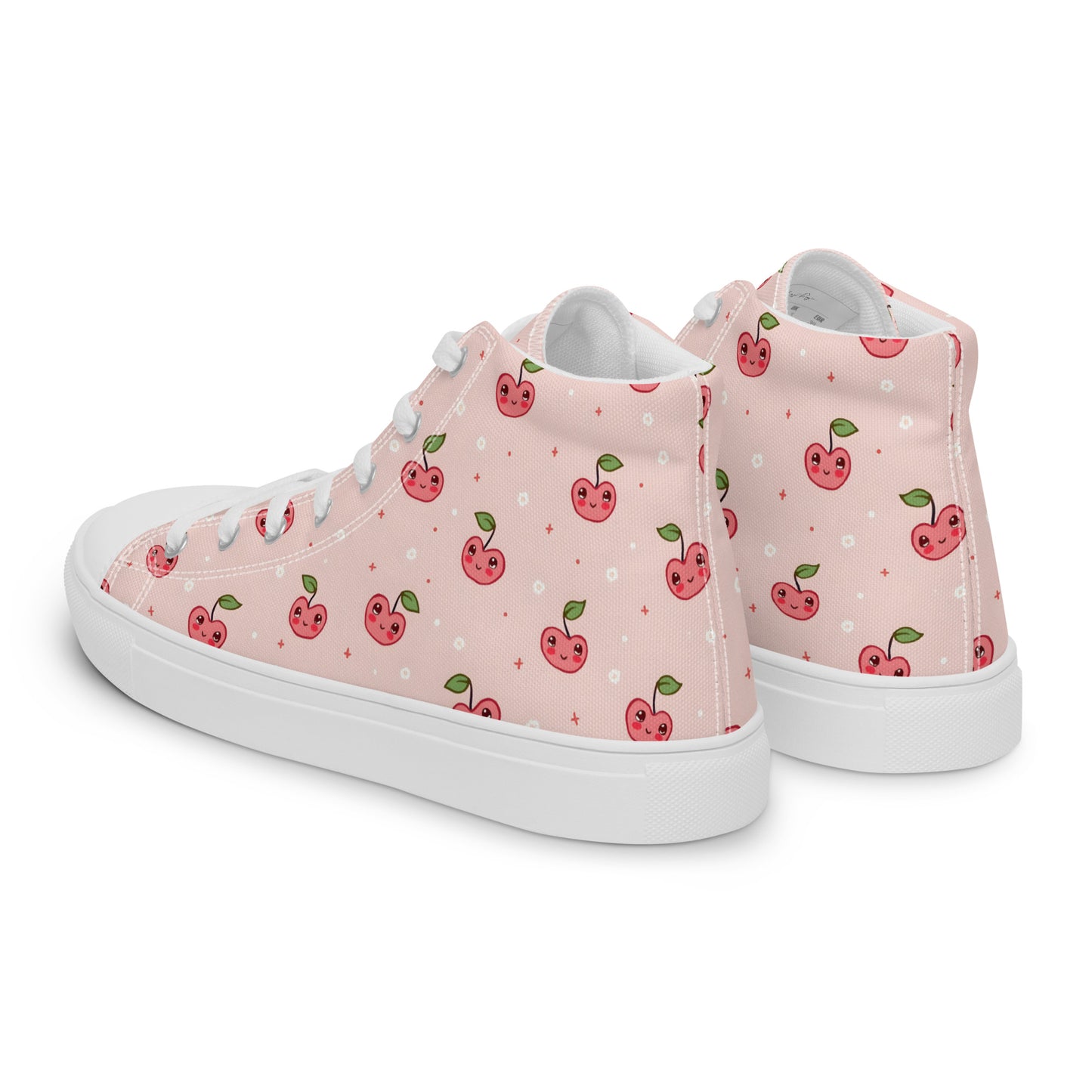 Pink Cherry Pop High Top Canvas Shoes