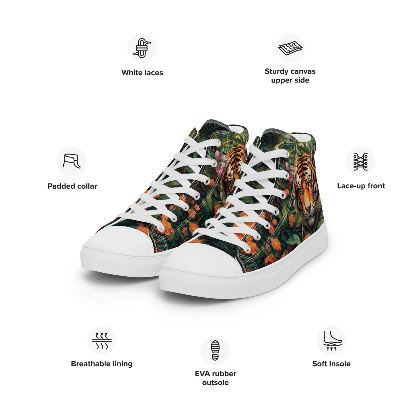 Tiger & Jungle High-Top Canvas Shoes