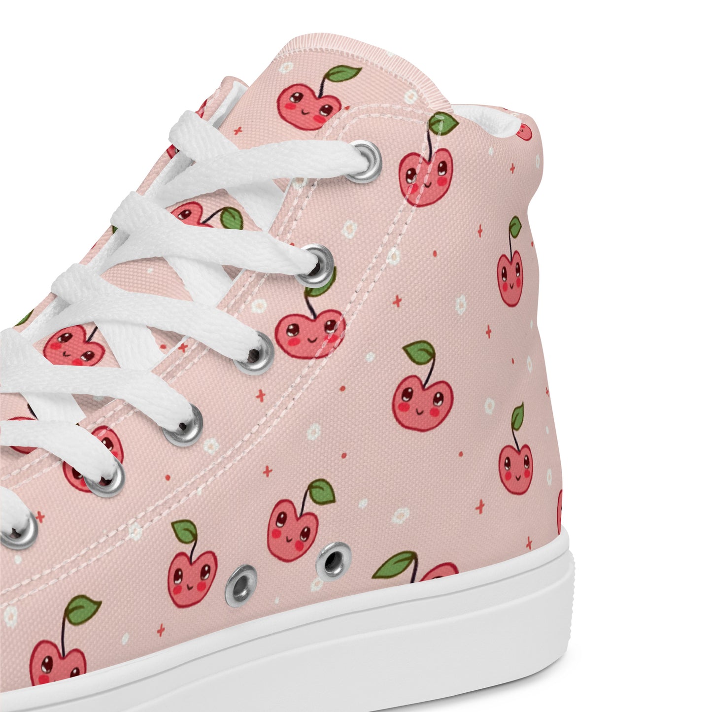 Pink Cherry Pop High Top Canvas Shoes