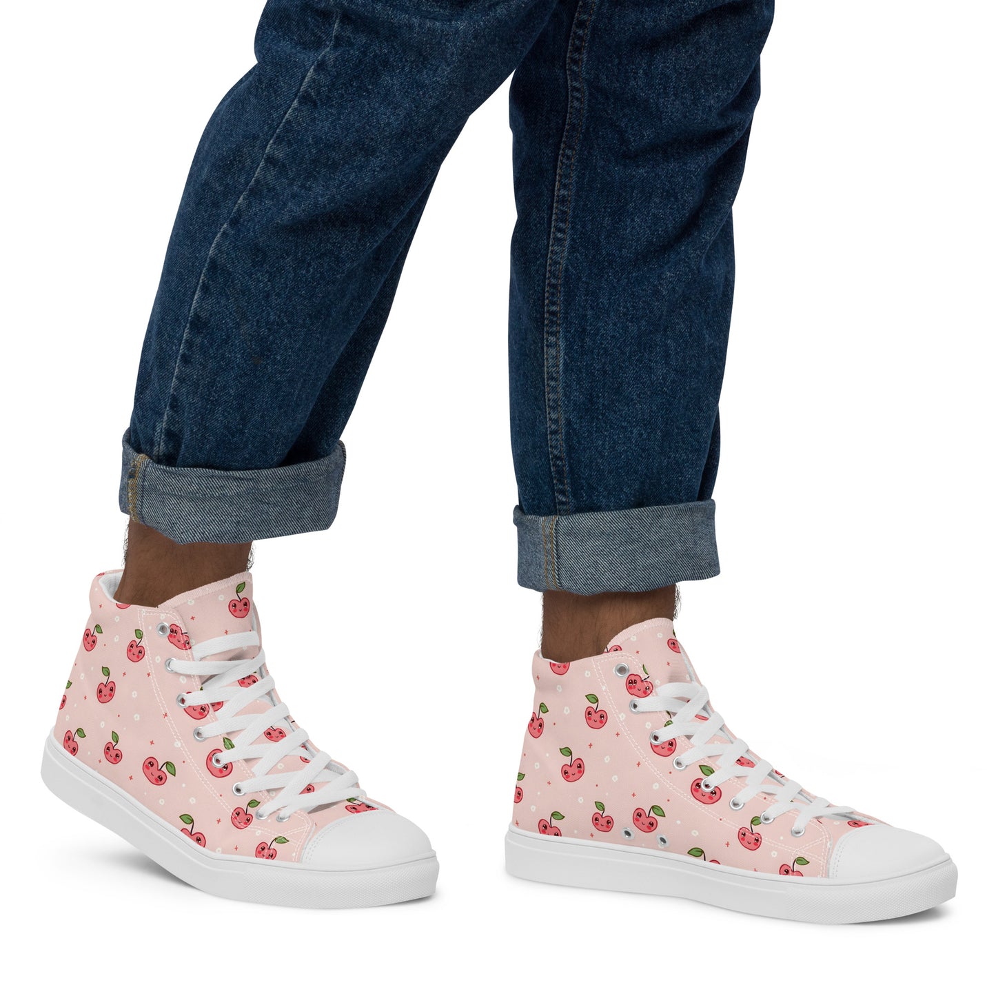 Pink Cherry Pop High Top Canvas Shoes