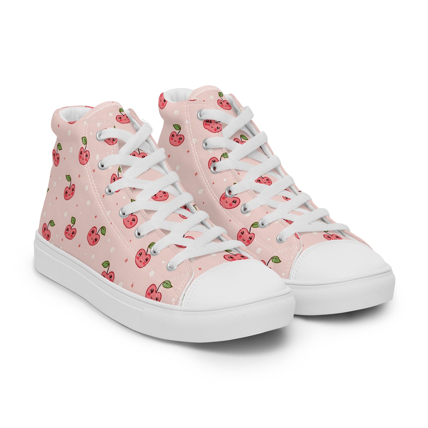 Pink Cherry Pop High Top Canvas Shoes