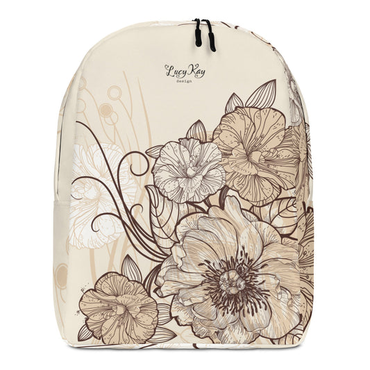 Minimalist Backpack - Vintage Floral Design - Bags