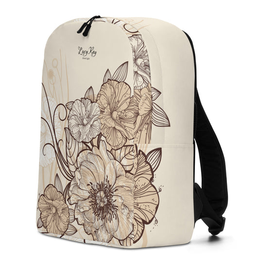 Minimalist Backpack - Vintage Floral Design - Bags