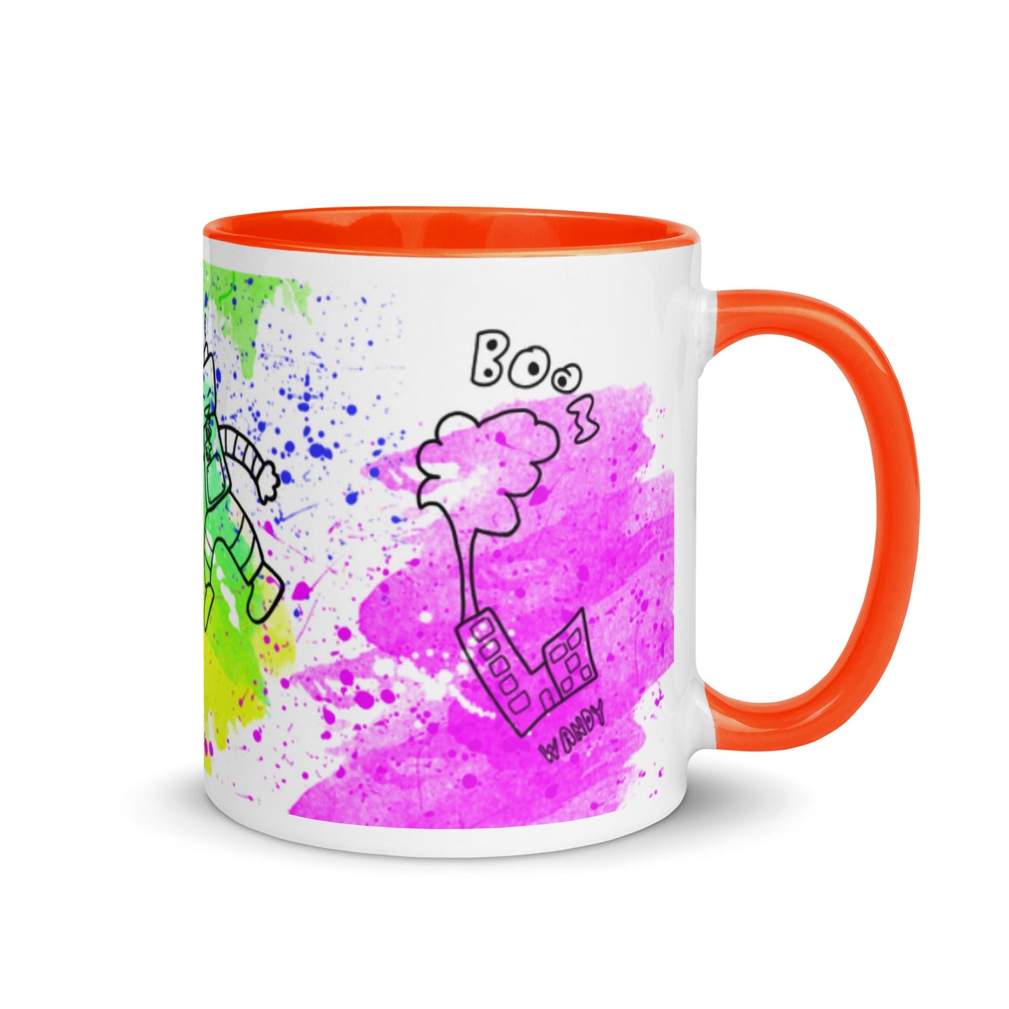 Mug with Color Inside - Doodles - Orange - Mugs