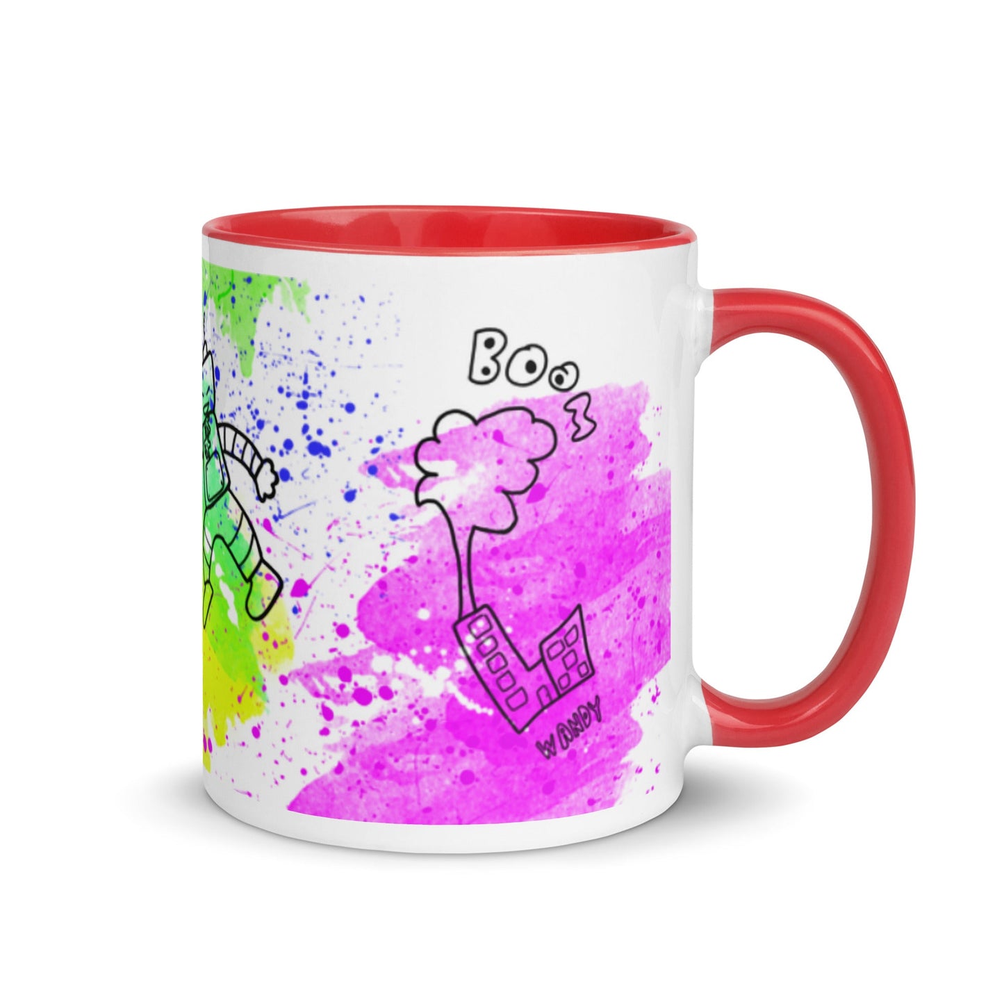 Mug with Color Inside - Doodles - Red - Mugs