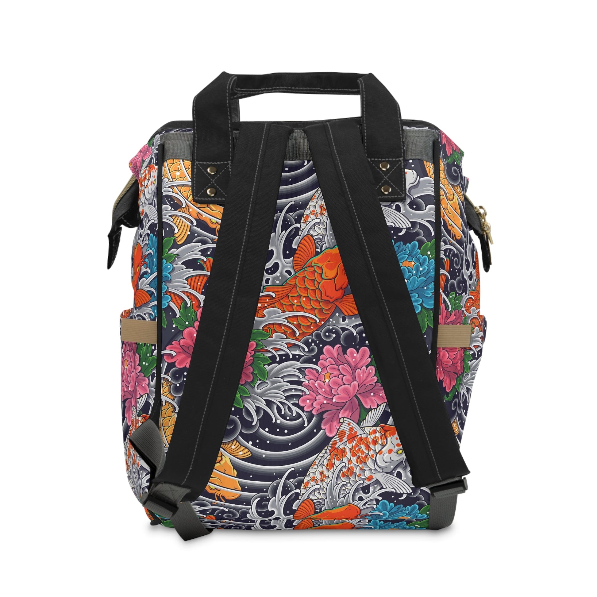 Multifunctional Backpack - Colorful Koi Fish Pattern - 15.0’’ × 10.8’’ × 6.7’’ - Bags
