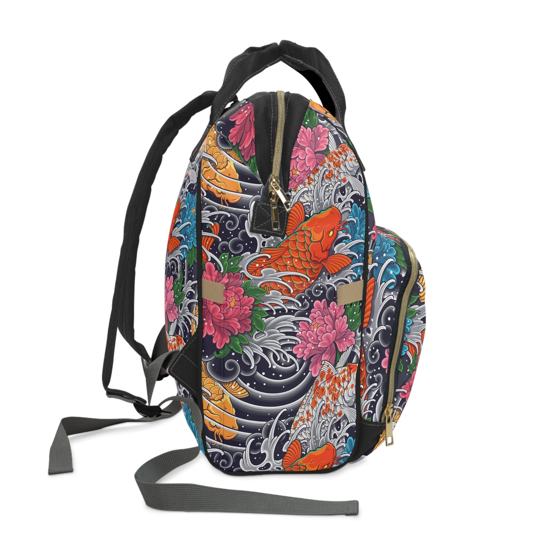 Multifunctional Backpack - Colorful Koi Fish Pattern - 15.0’’ × 10.8’’ × 6.7’’ - Bags