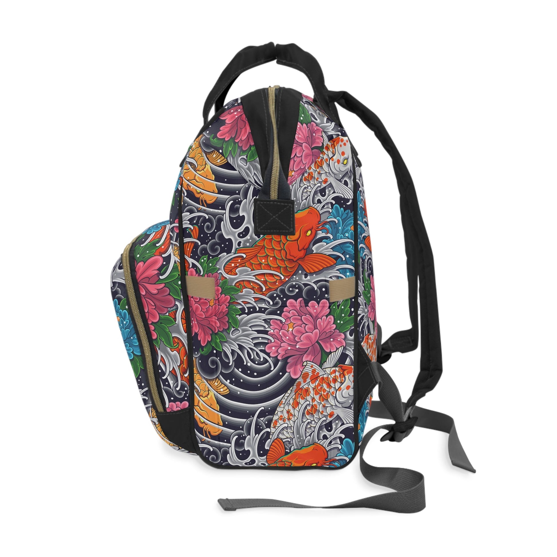 Multifunctional Backpack - Colorful Koi Fish Pattern - 15.0’’ × 10.8’’ × 6.7’’ - Bags