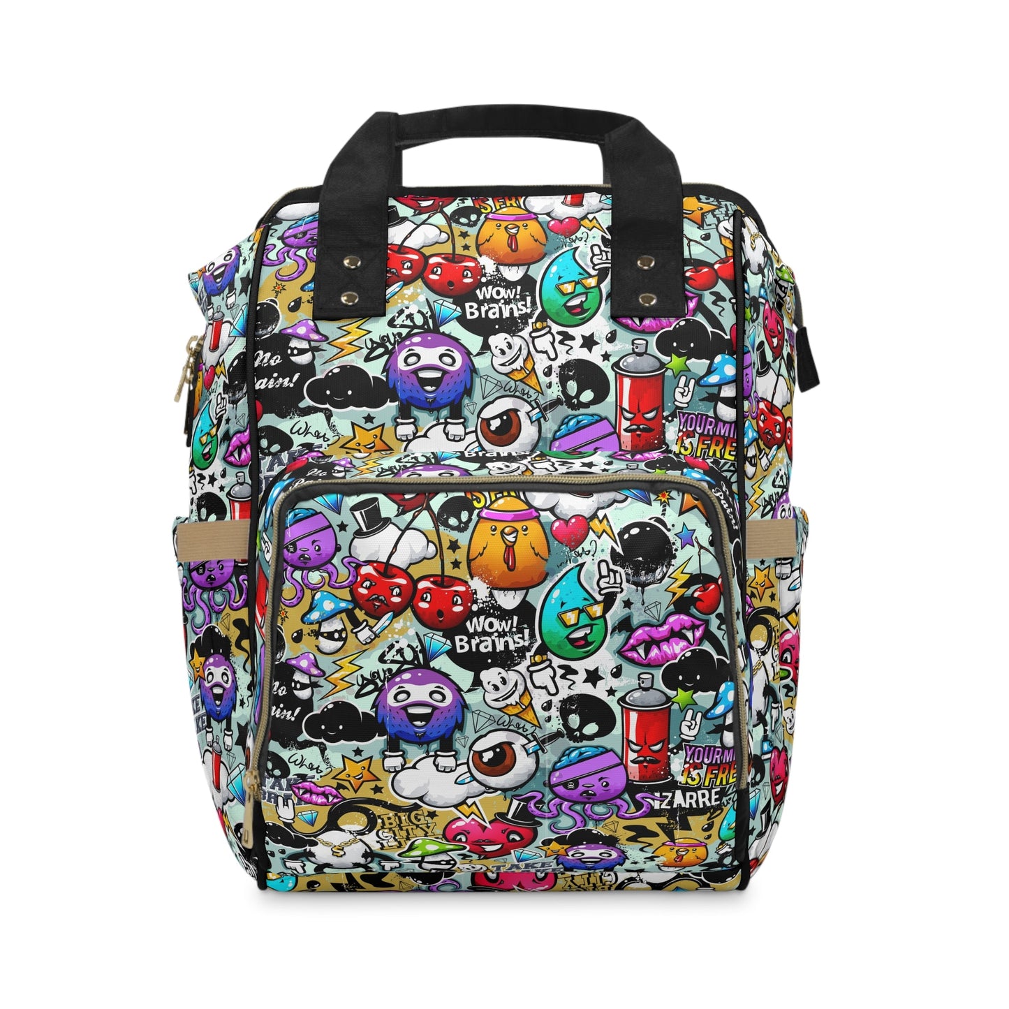 Multifunctional Backpack - Funky Graffiti Pattern - 15.0’’ × 10.8’’ × 6.7’’ - Bags