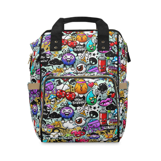 Multifunctional Backpack - Funky Graffiti Pattern - 15.0’’ × 10.8’’ × 6.7’’ - Bags