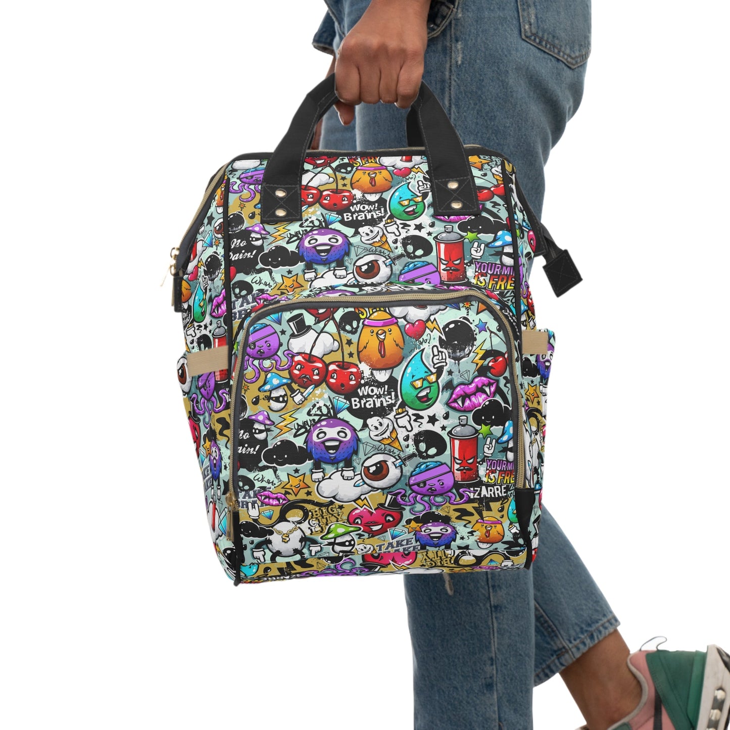 Multifunctional Backpack - Funky Graffiti Pattern - 15.0’’ × 10.8’’ × 6.7’’ - Bags