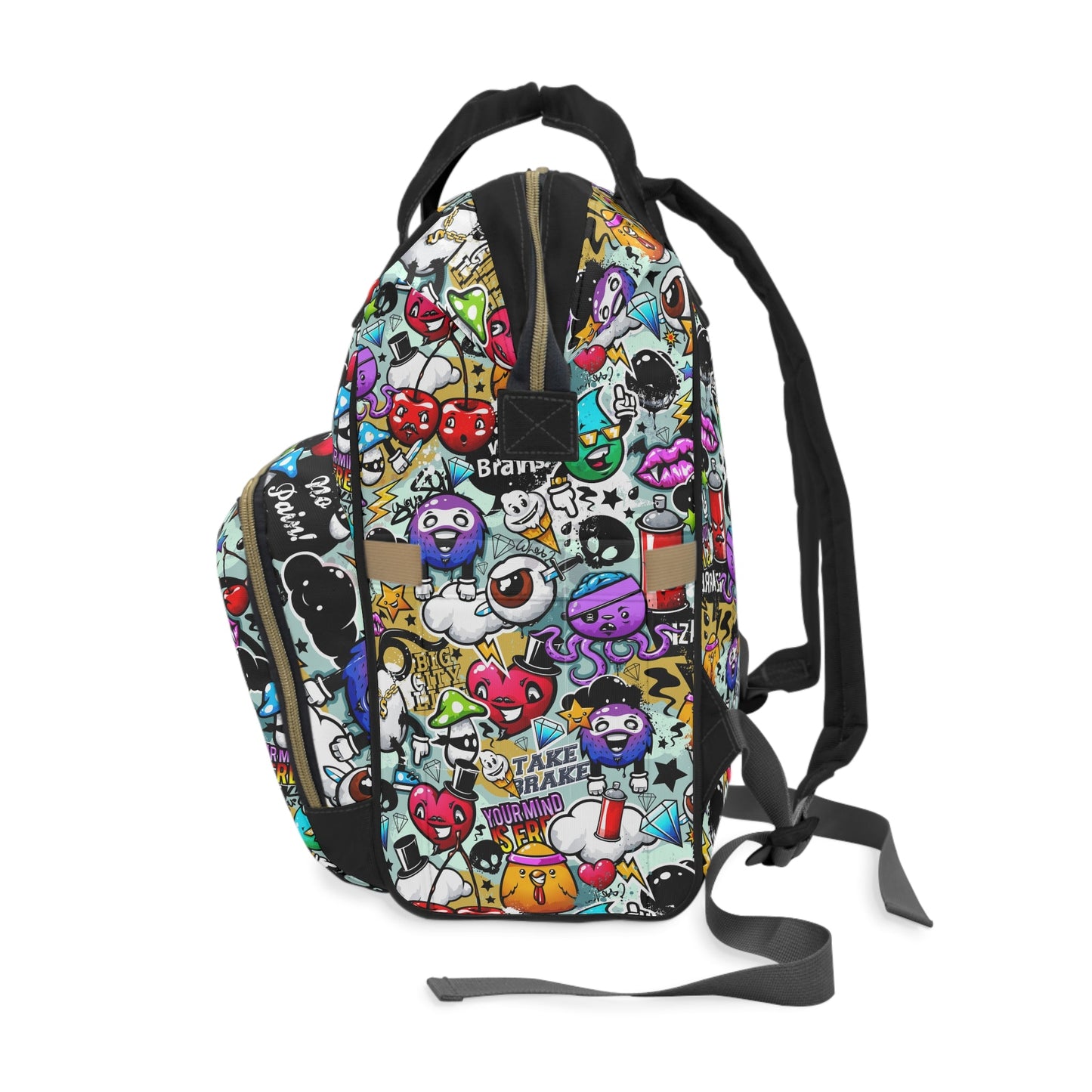 Multifunctional Backpack - Funky Graffiti Pattern - 15.0’’ × 10.8’’ × 6.7’’ - Bags