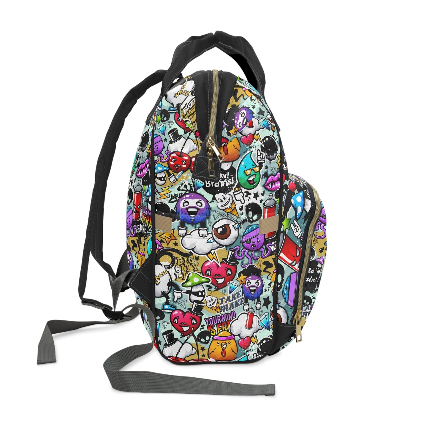 Multifunctional Backpack - Funky Graffiti Pattern - 15.0’’ × 10.8’’ × 6.7’’ - Bags