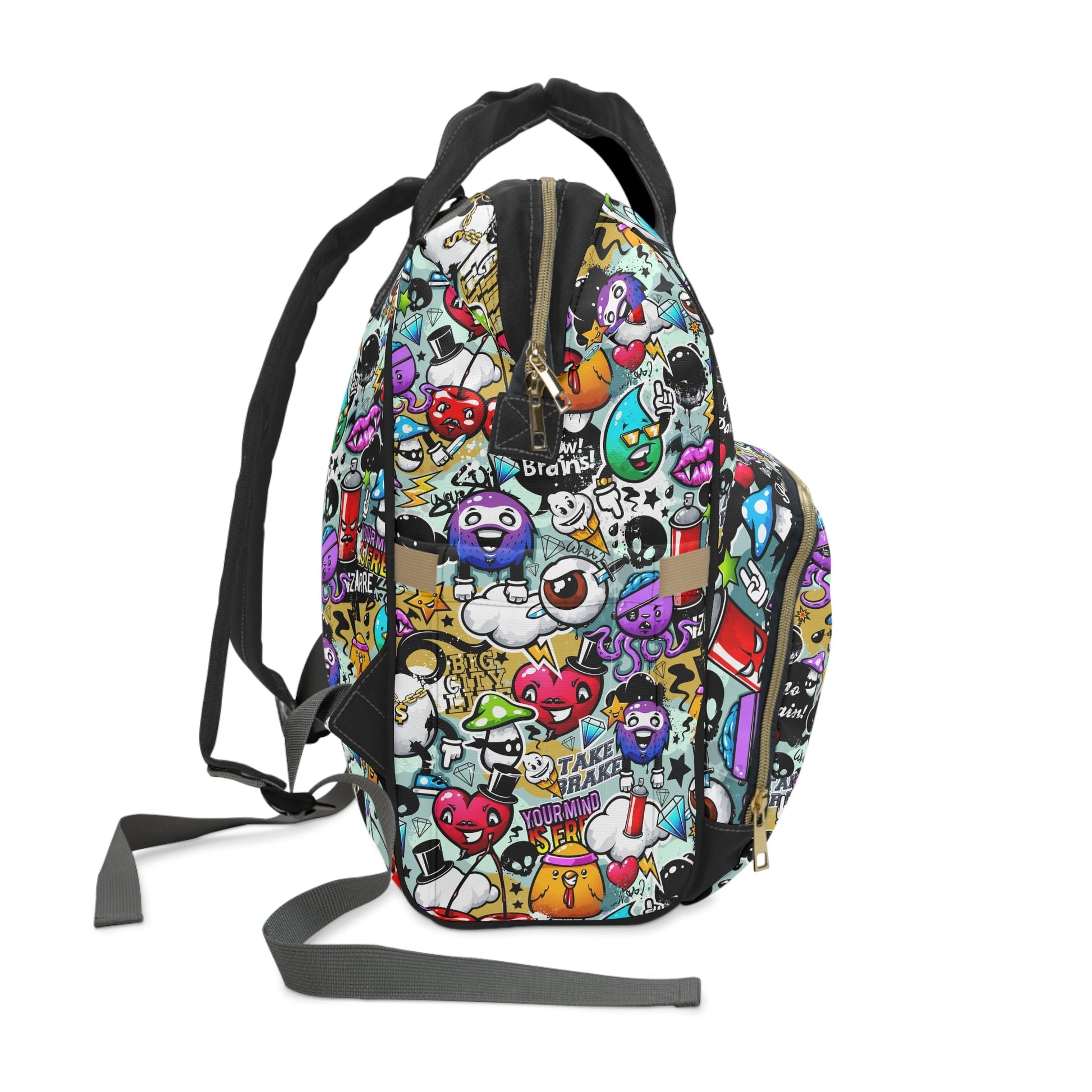 Multifunctional Backpack - Funky Graffiti Pattern - 15.0’’ × 10.8’’ × 6.7’’ - Bags