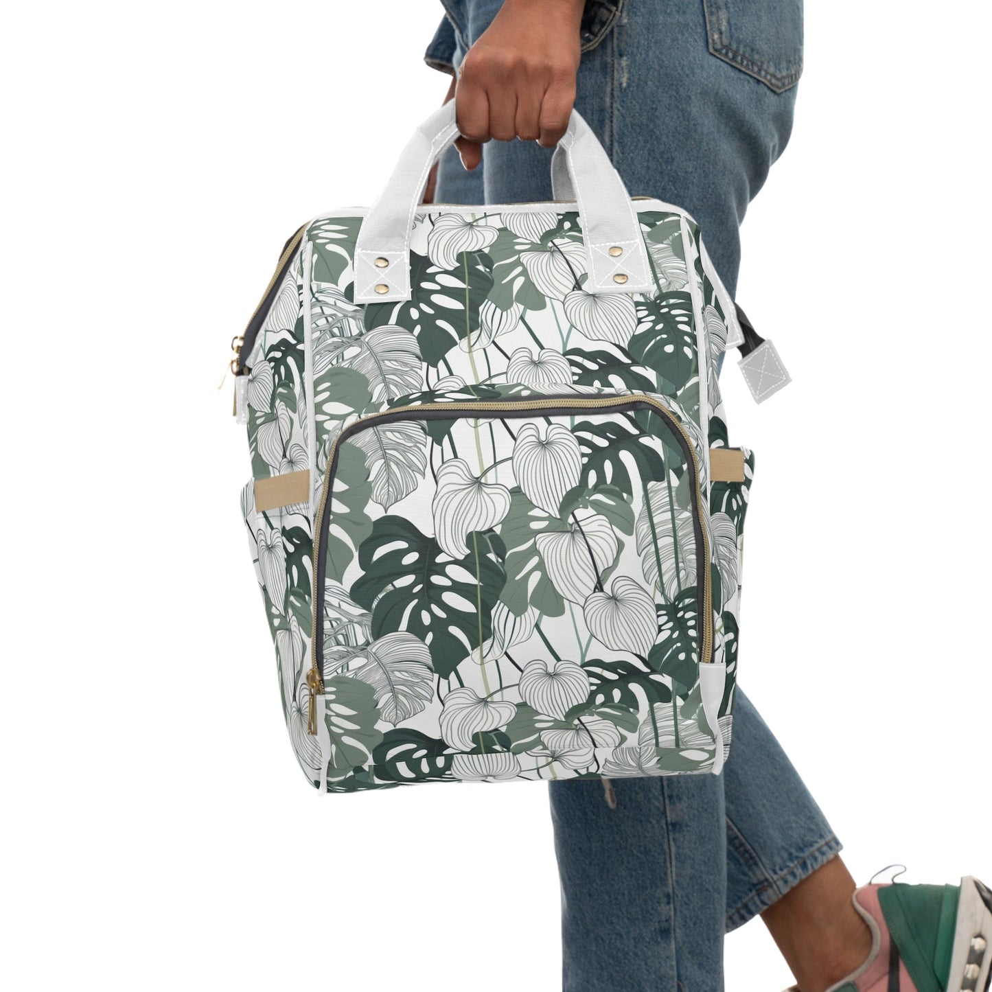 Multifunctional Backpack - Tropical Leaves pattern - 15.0’’ × 10.8’’ × 6.7’’ - Bags