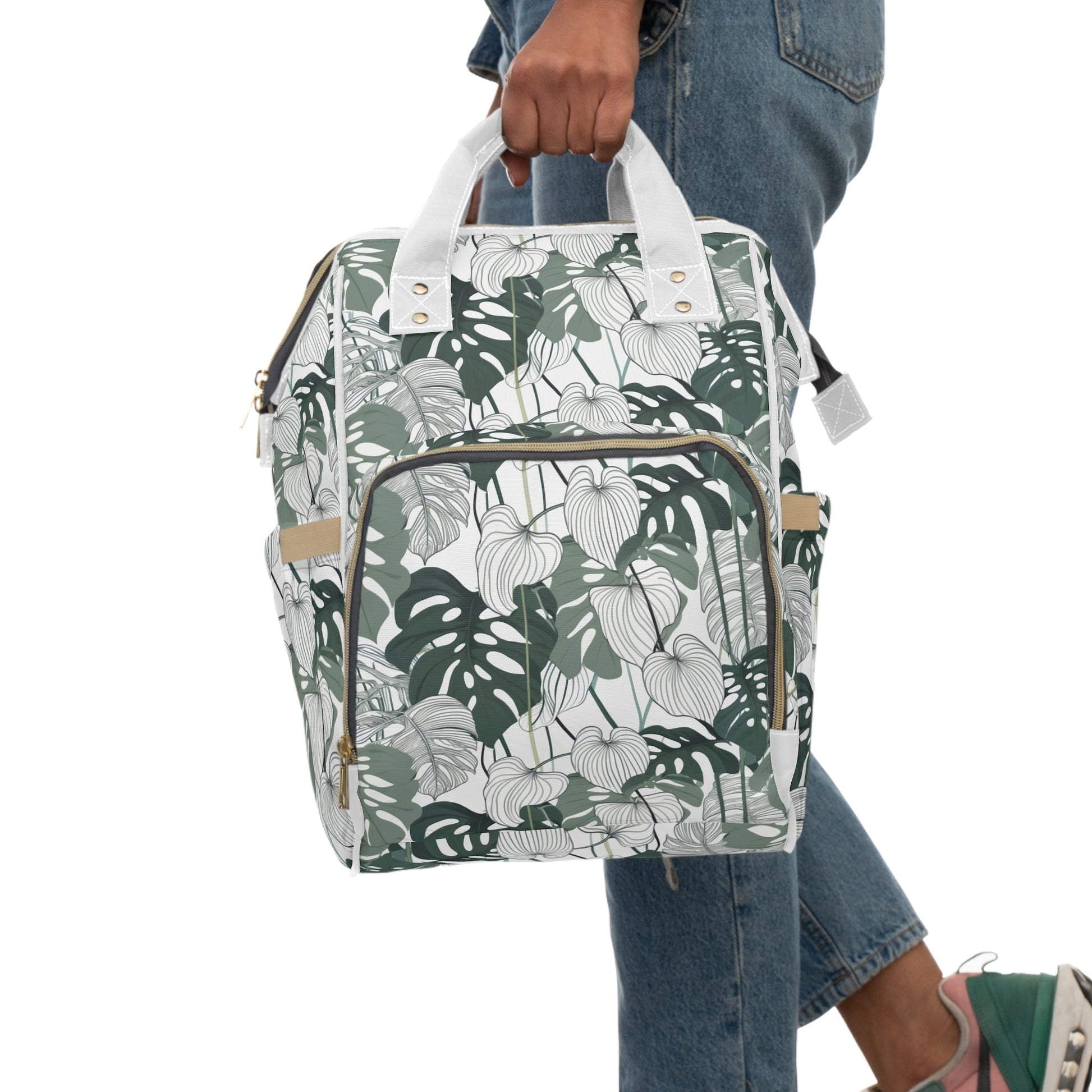 Multifunctional Backpack - Tropical Leaves pattern - 15.0’’ × 10.8’’ × 6.7’’ - Bags