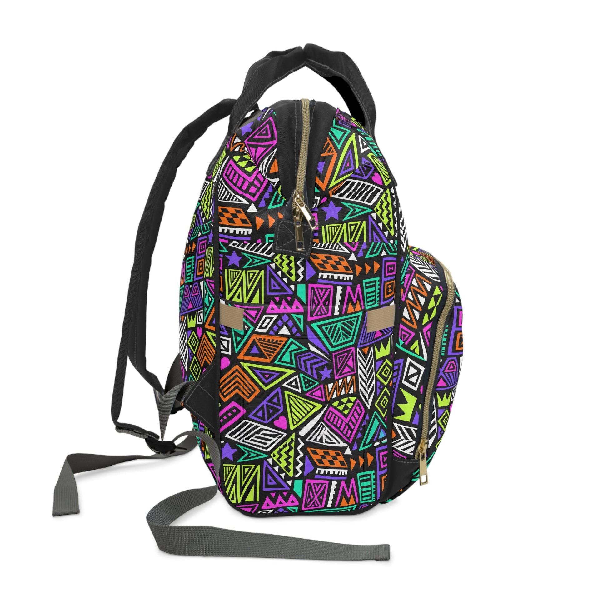Multifunctional Backpack with Abstract Geometric Pattern - 15.0’’ × 10.8’’ × 6.7’’ - Bags