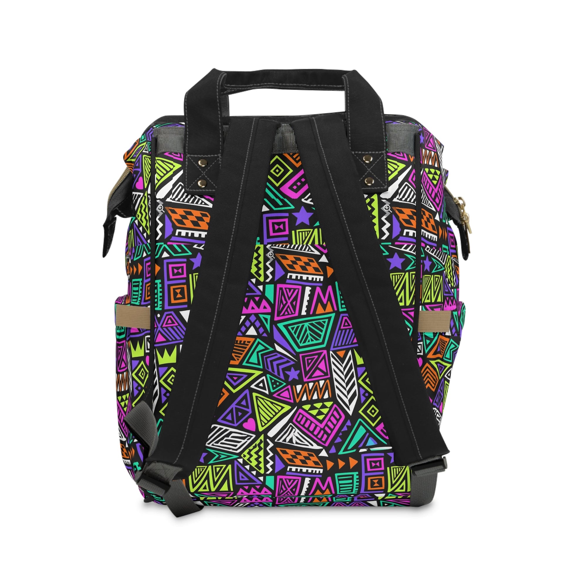 Multifunctional Backpack with Abstract Geometric Pattern - 15.0’’ × 10.8’’ × 6.7’’ - Bags