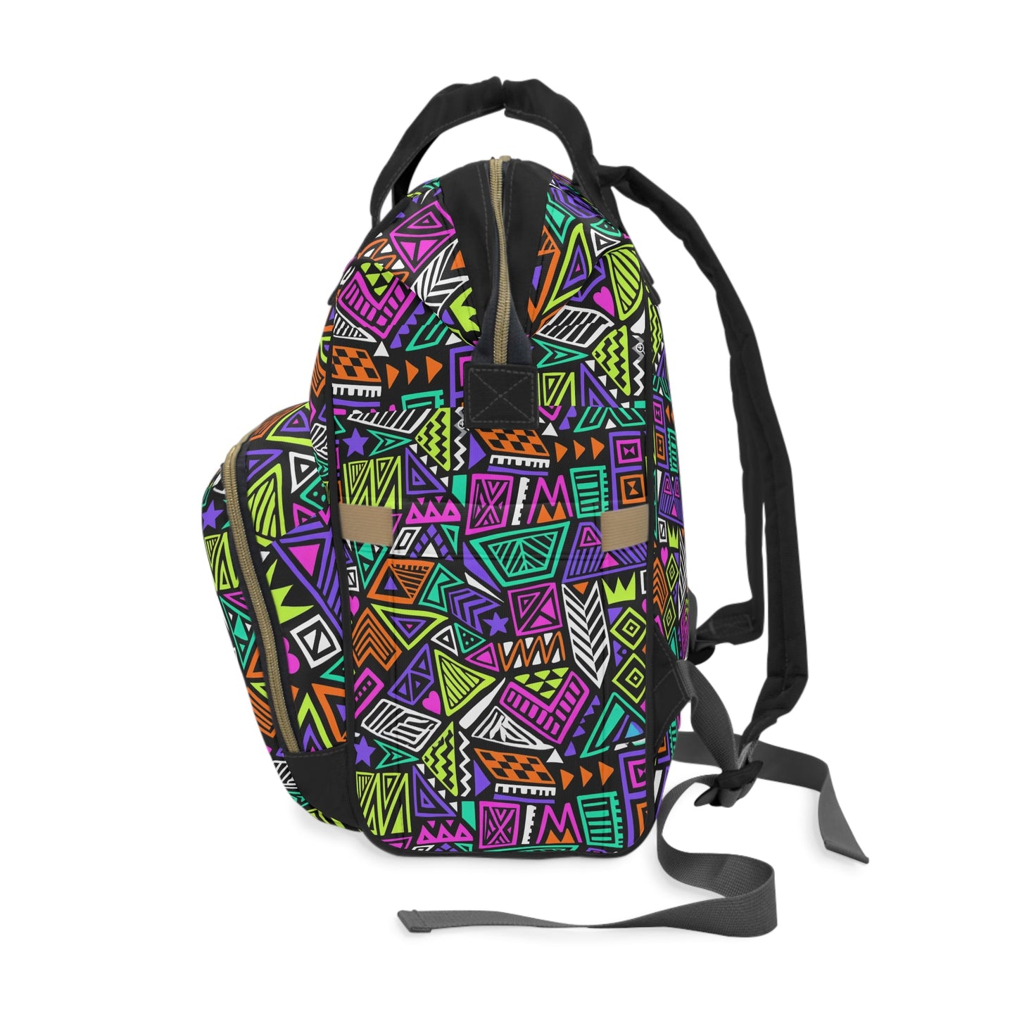 Multifunctional Backpack with Abstract Geometric Pattern - 15.0’’ × 10.8’’ × 6.7’’ - Bags