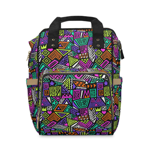 Multifunctional Backpack with Abstract Geometric Pattern - 15.0’’ × 10.8’’ × 6.7’’ - Bags