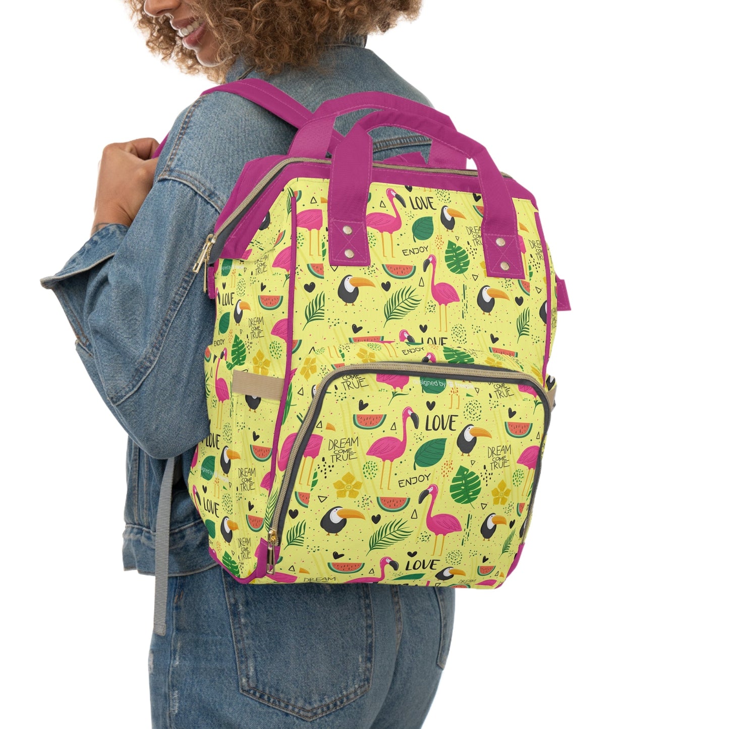 Multifunctional Backpack with Cute Flamenco Pattern - 15.0’’ × 10.8’’ × 6.7’’ - Bags