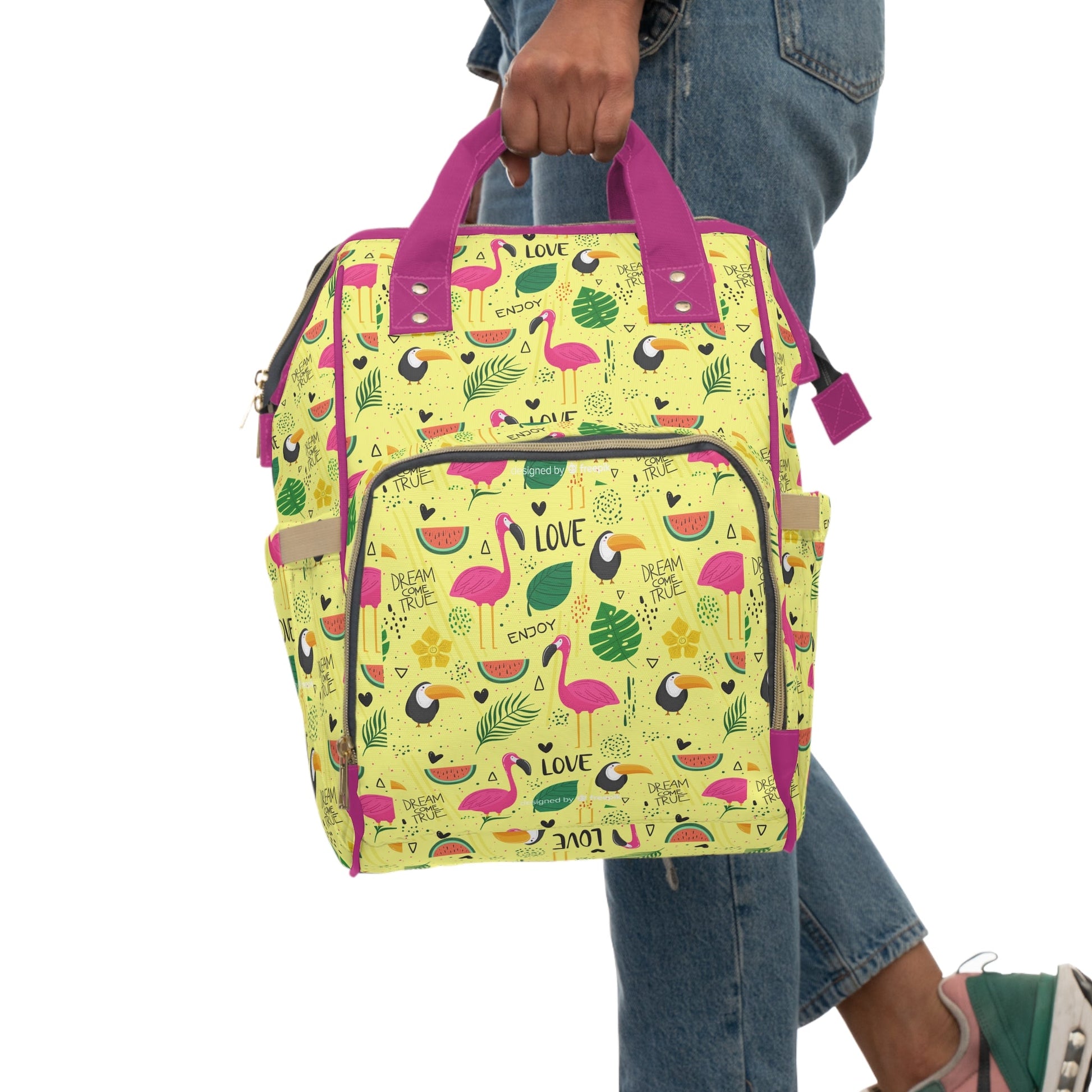 Multifunctional Backpack with Cute Flamenco Pattern - 15.0’’ × 10.8’’ × 6.7’’ - Bags