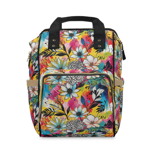 Multufunctional Backpack - Colorful Abstract Floral Pattern - 15.0’’ × 10.8’’ × 6.7’’ - Bags