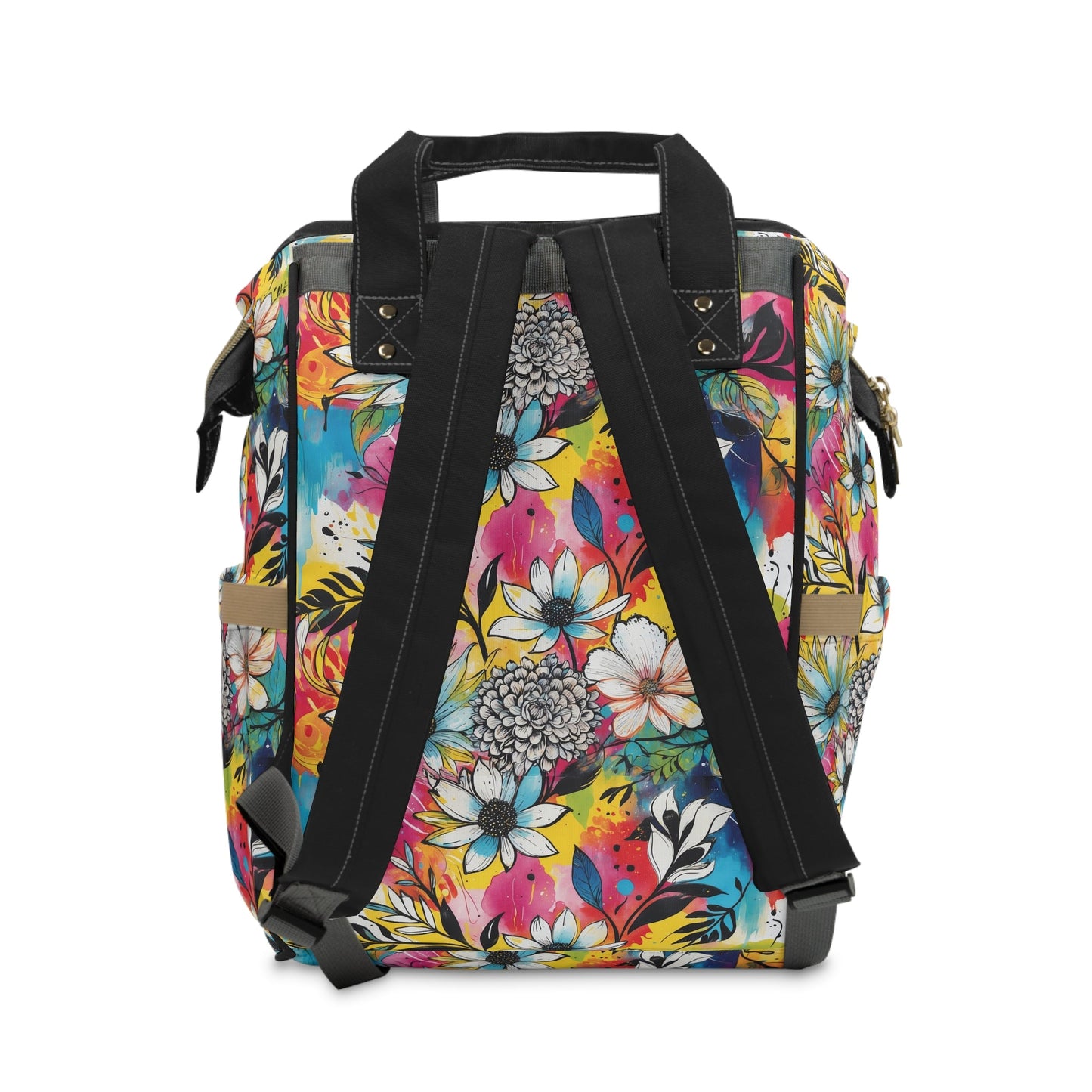 Multufunctional Backpack - Colorful Abstract Floral Pattern - 15.0’’ × 10.8’’ × 6.7’’ - Bags