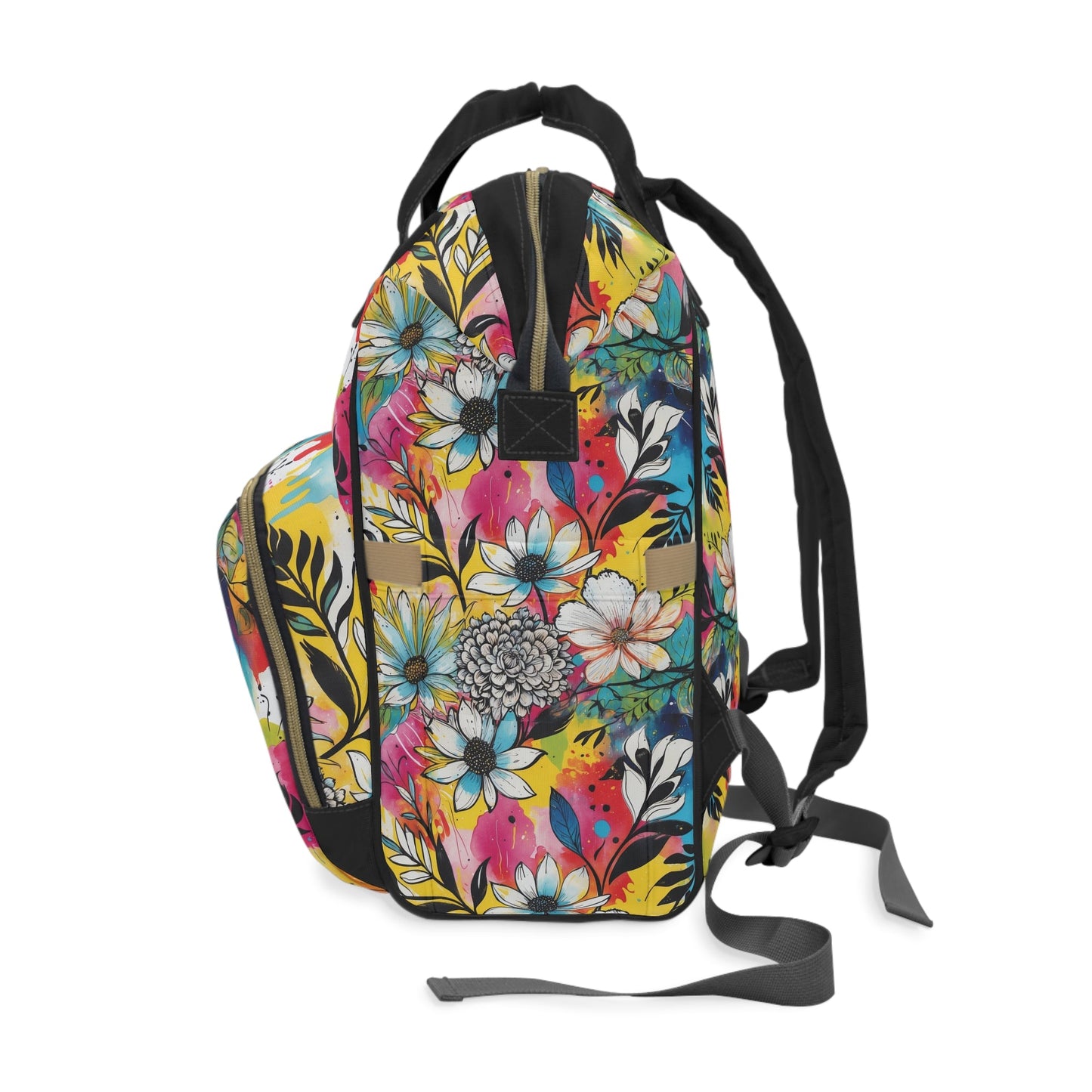 Multufunctional Backpack - Colorful Abstract Floral Pattern - 15.0’’ × 10.8’’ × 6.7’’ - Bags