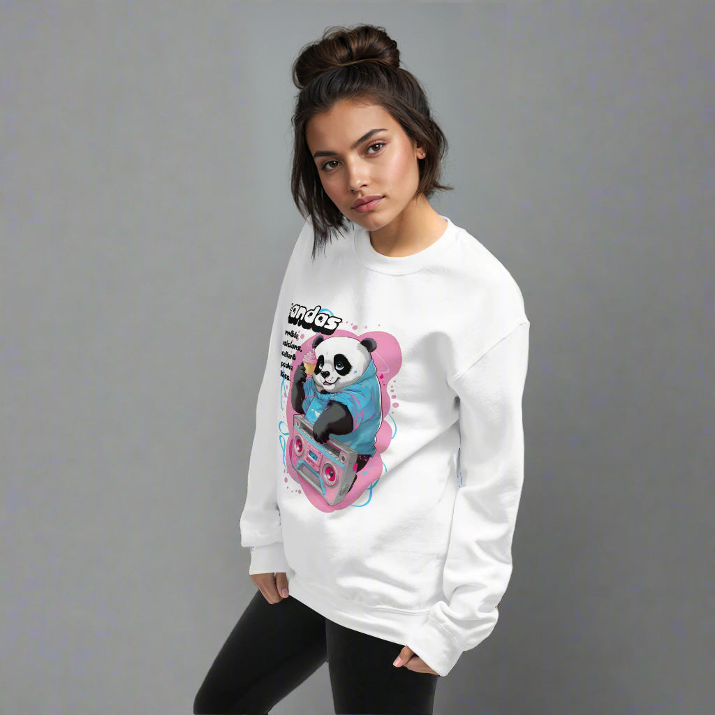 Cool Panda Boombox Sweatshirt - Funny Music Lover Crewneck