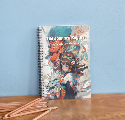 Personalized Hardcover Spiral Undated Planner - ’The Journey Begins’ - planner