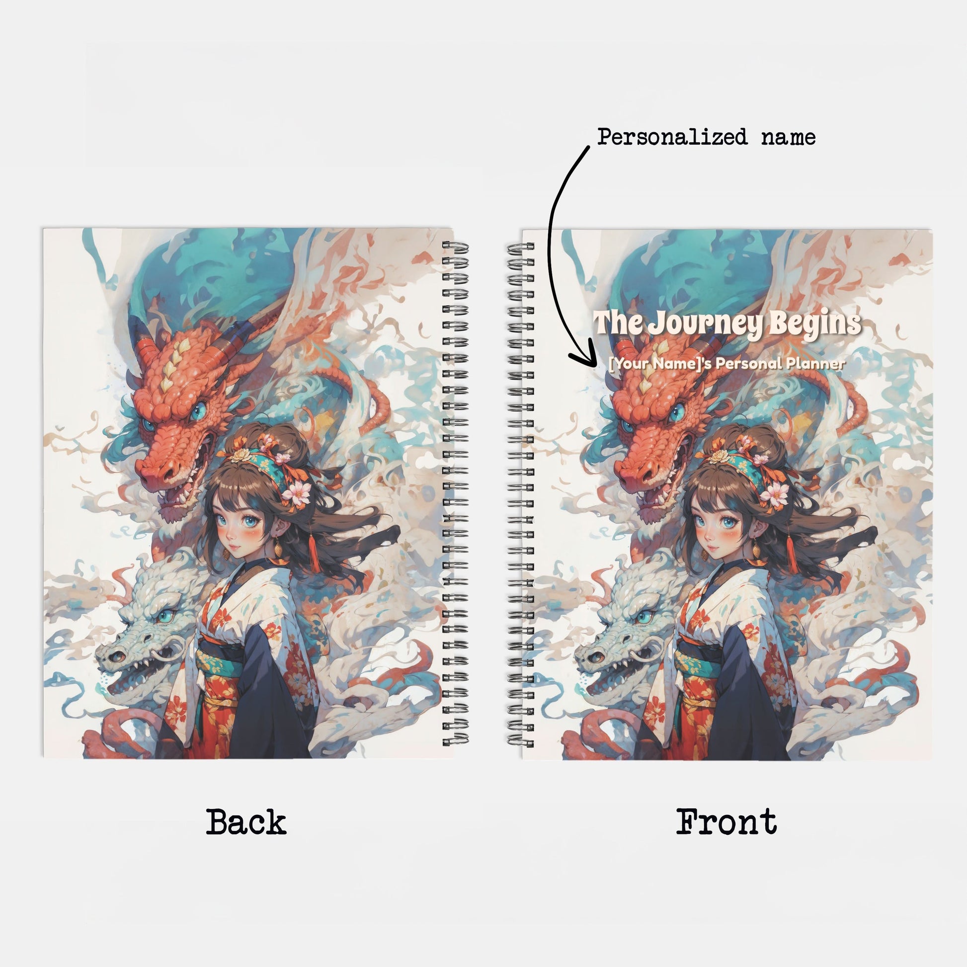 Personalized Hardcover Spiral Undated Planner - ’The Journey Begins’ - planner