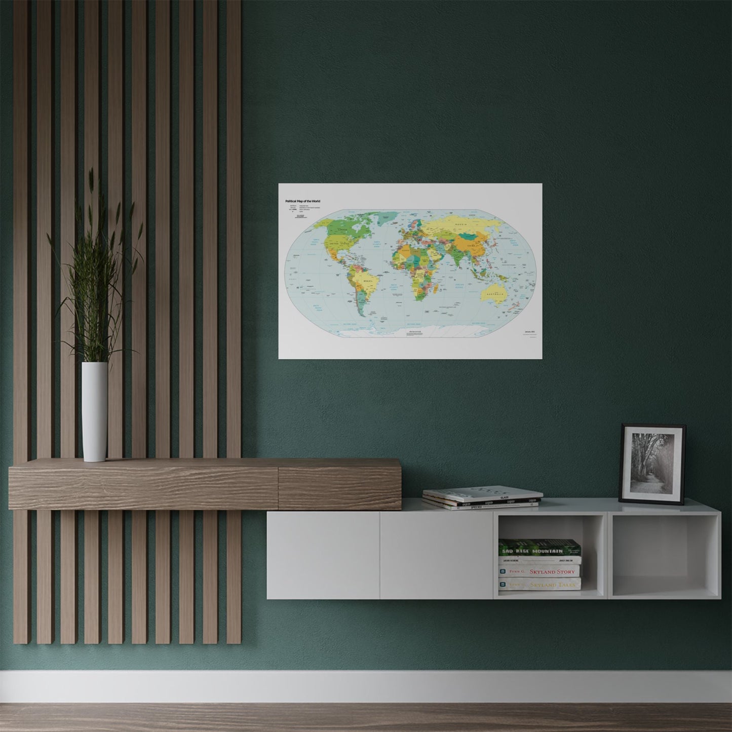 Political World Map Satin Poster - Vibrant Educational Wall Art for Home Office or Classroom - Poster