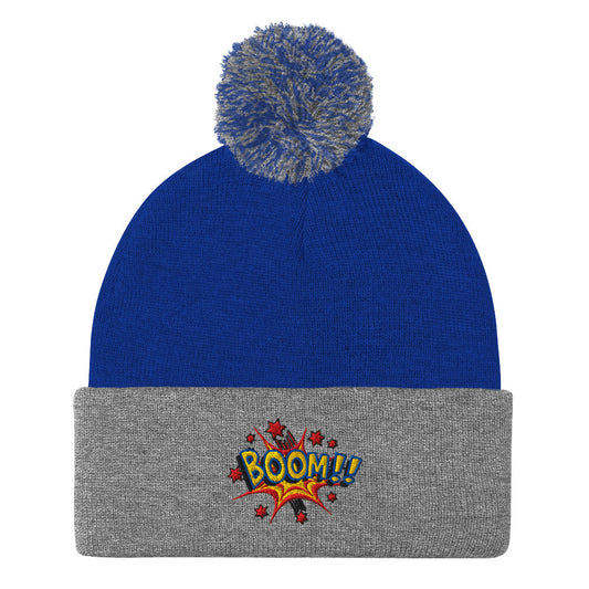 versatile embroidered pom-pom beanie