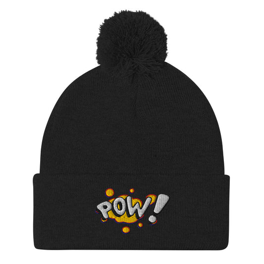 embroidered pom-pom beanie